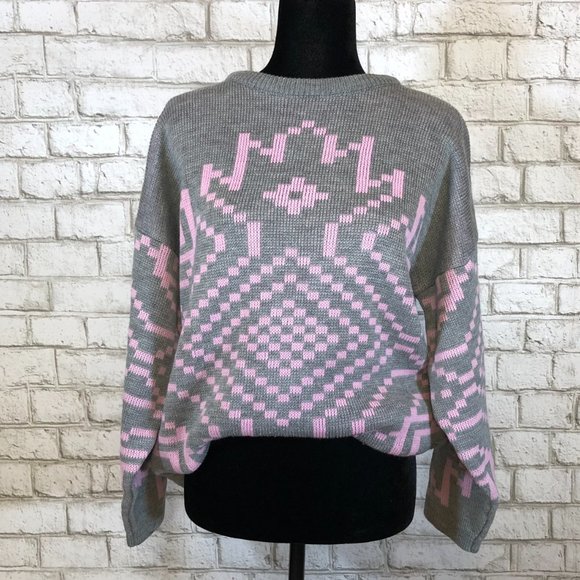 Vintage sweater with pink patterns - Picture 7 of 9